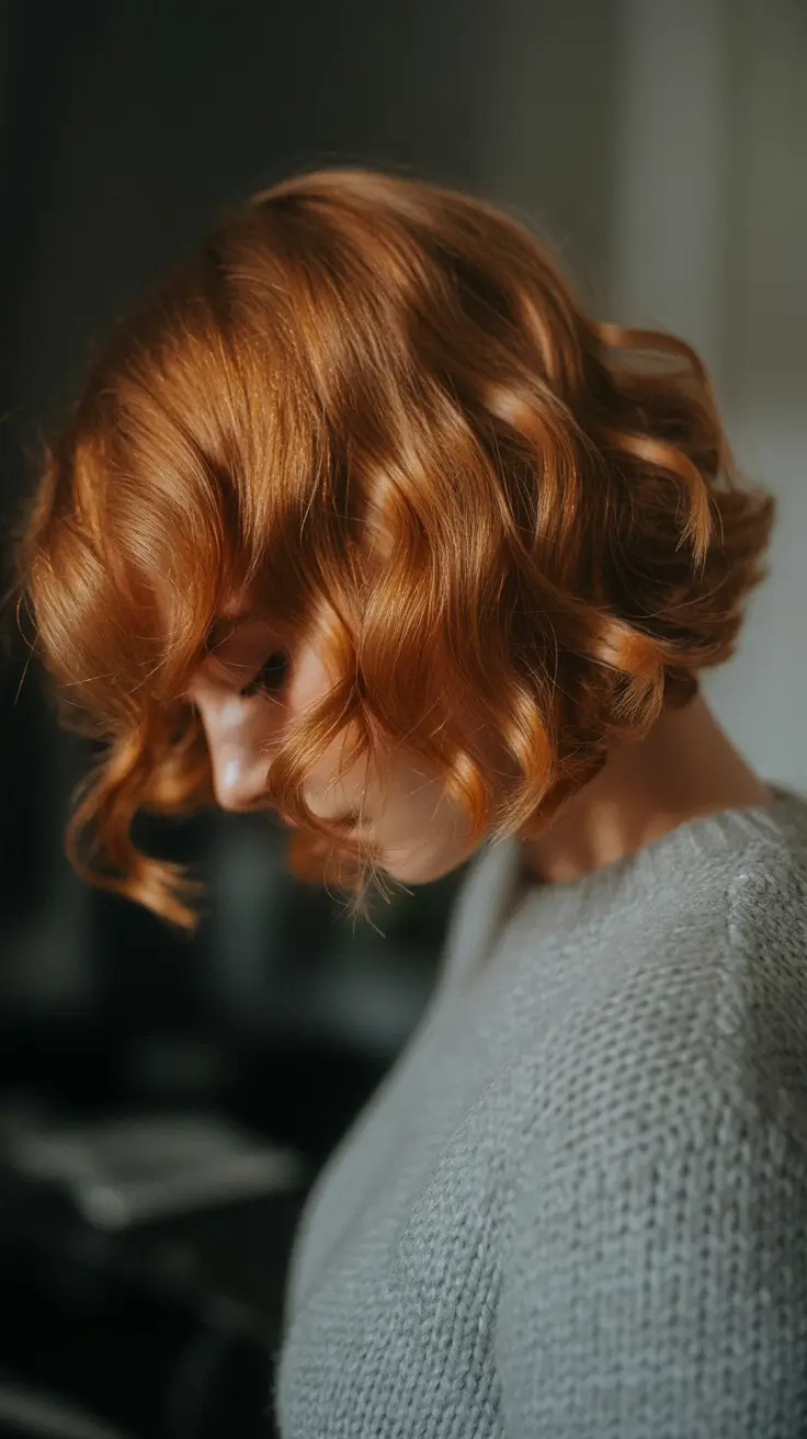 spring brown hair color 2026 Copper Cinnamon Bob With Soft Teddy Bear Warmth