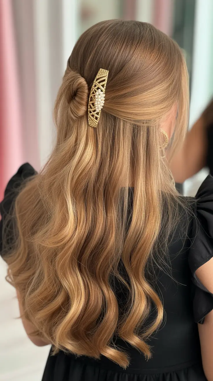 spring Haircuts for Women Over 40 2026 Soft Honey Layers With a Romantic Half Up Twist