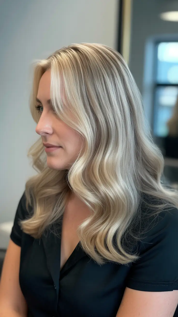 spring Haircuts for Women Over 40 2026 Classic Mid Length Blonde With Soft Defined Waves