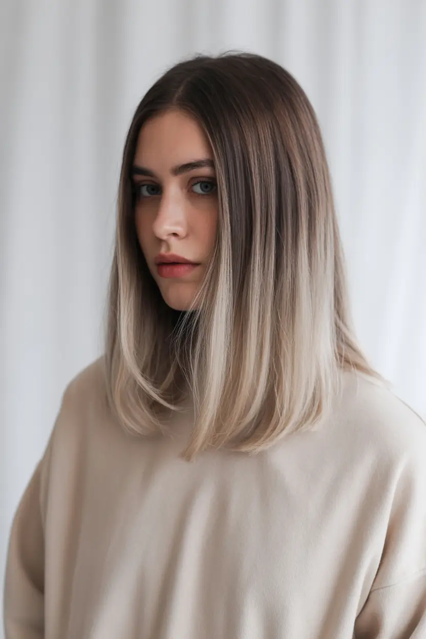 spring mid length haircut 2026 Modern Ash Blonde Blunt with Subtle Layers