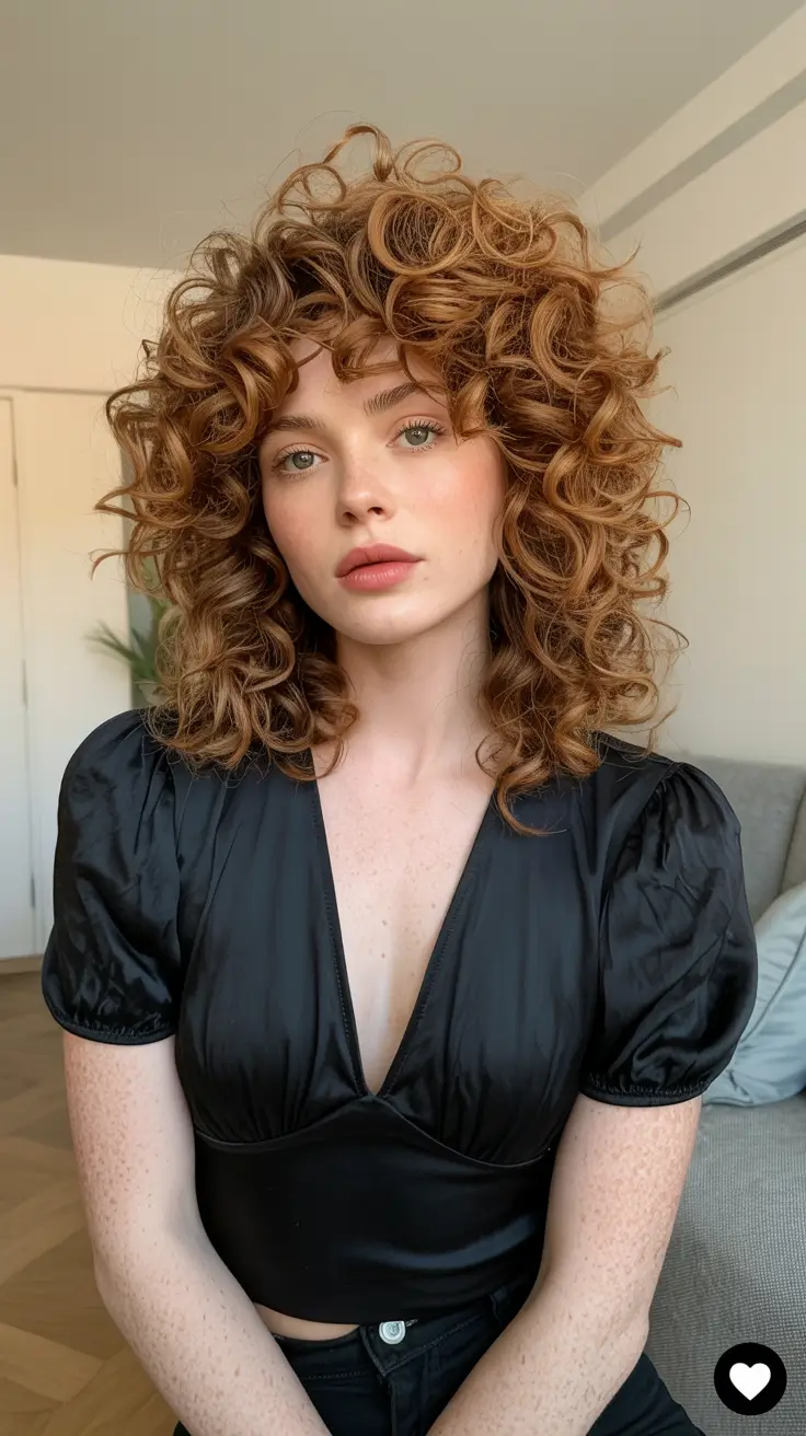 spring hair color light skin 2026 Curly Cinnamon Copper Volume