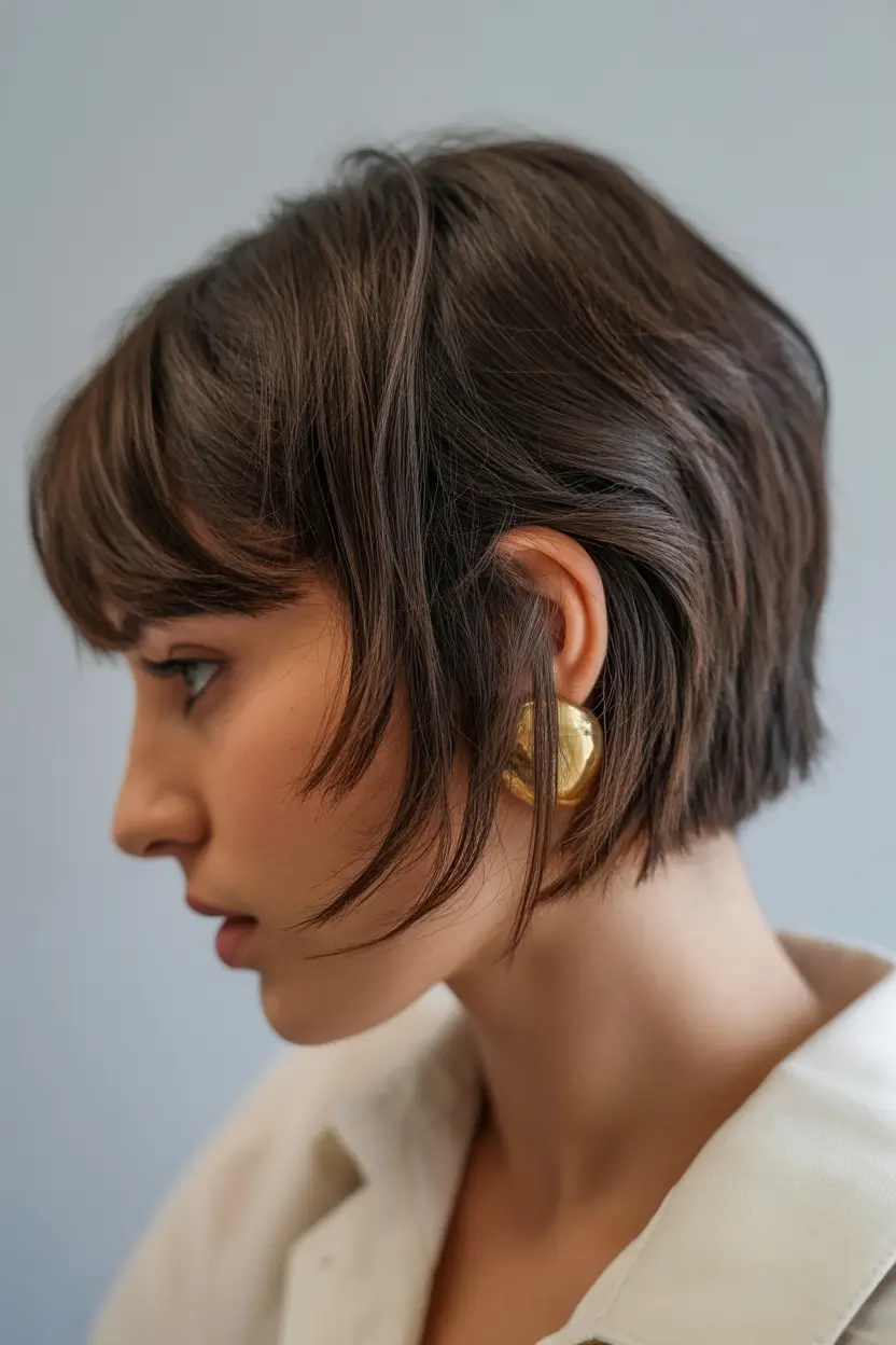 spring short Hairstyles 2026 Textured Pixie Bob With Feathered Fringe