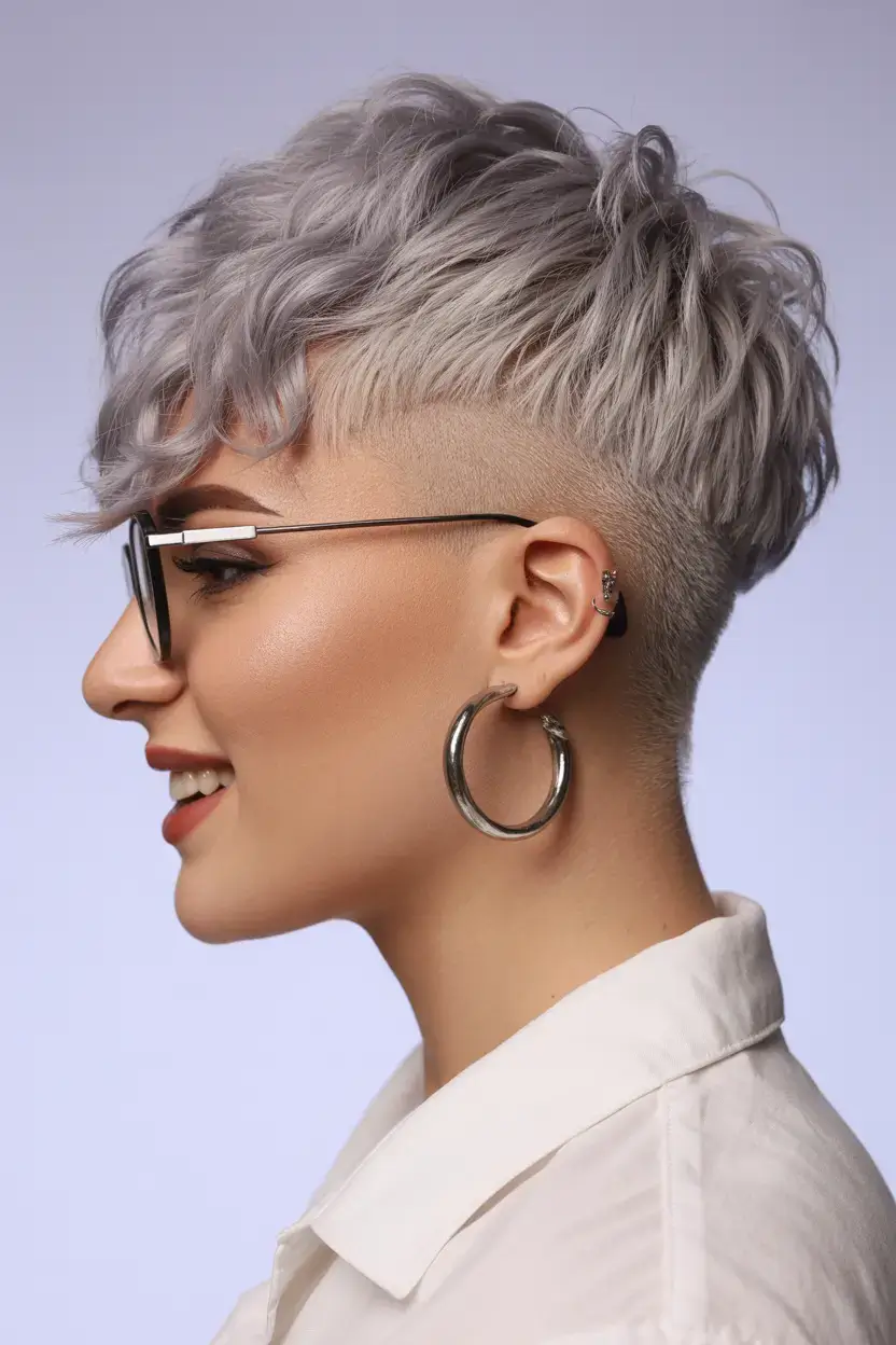 spring short Hairstyles 2026 Silver Textured Undercut With Modern Volume