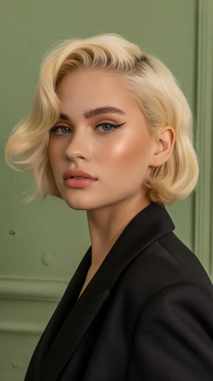 spring short Hairstyles 2026 Polished Retro Blonde Bob With Side Sweep