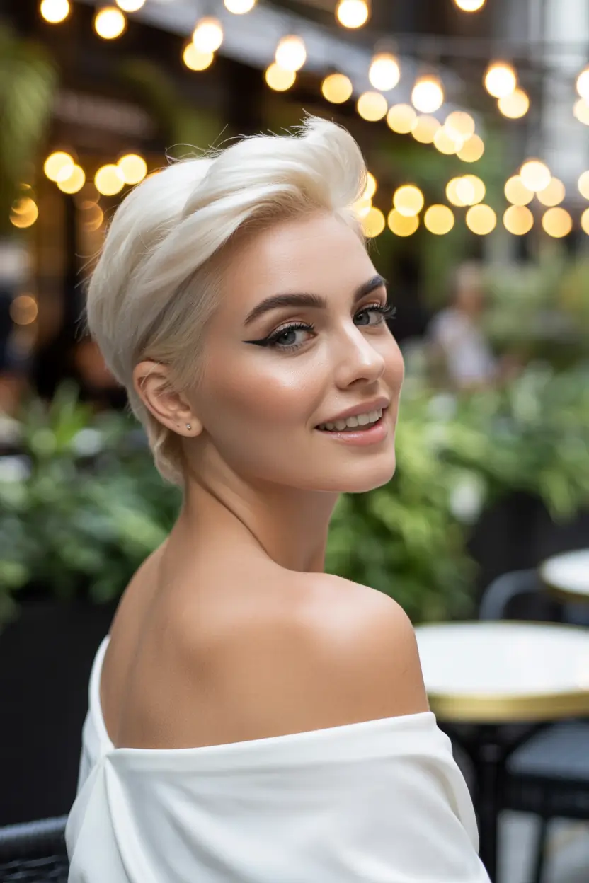 spring haircuts 2026 Platinum Short Crop With Soft Texture