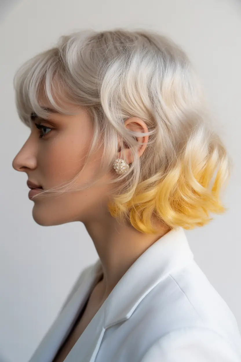 spring haircuts 2026 Feathered Bob With Warm Color-Dipped Ends