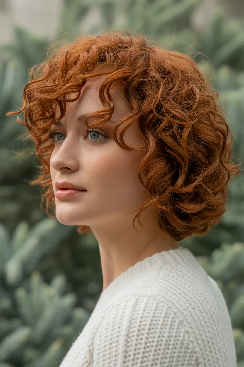 spring haircuts 2026 Soft Curly Bob With Natural Copper Tone
