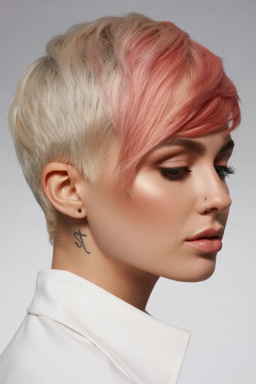 spring haircuts 2026 Soft Pixie With Pastel Accent
