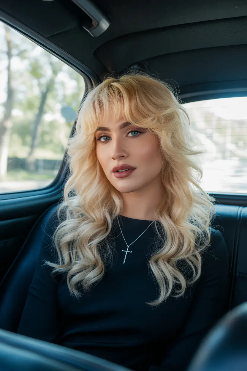 spring haircuts 2026 Soft Blonde Layers With Curtain Bangs