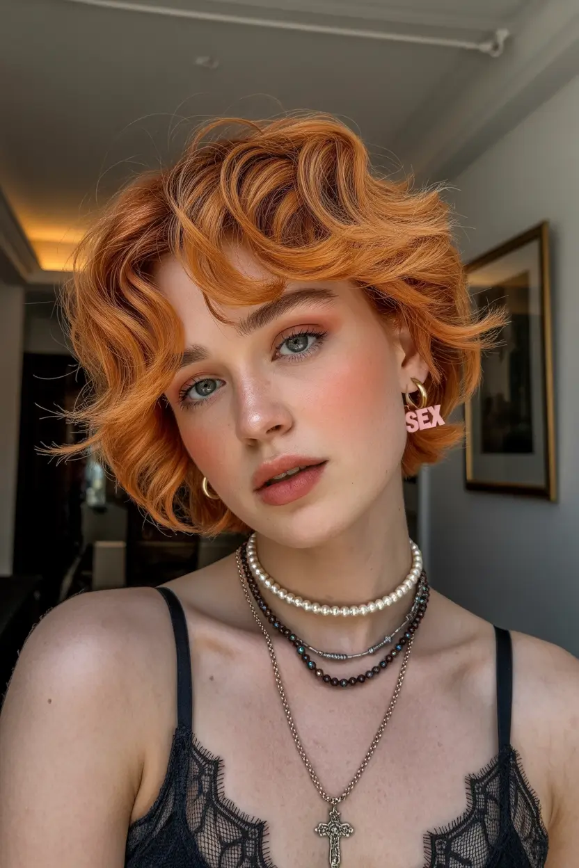 spring hair color for tan skin 2026 Vibrant Copper Bob With Editorial Edge