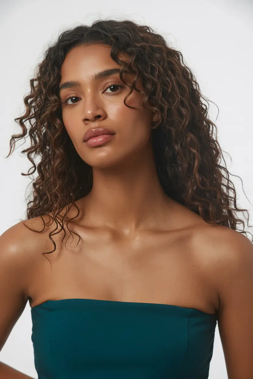 spring hair color warm skin tone 2026 Rich Chocolate Curls with Subtle Highlights