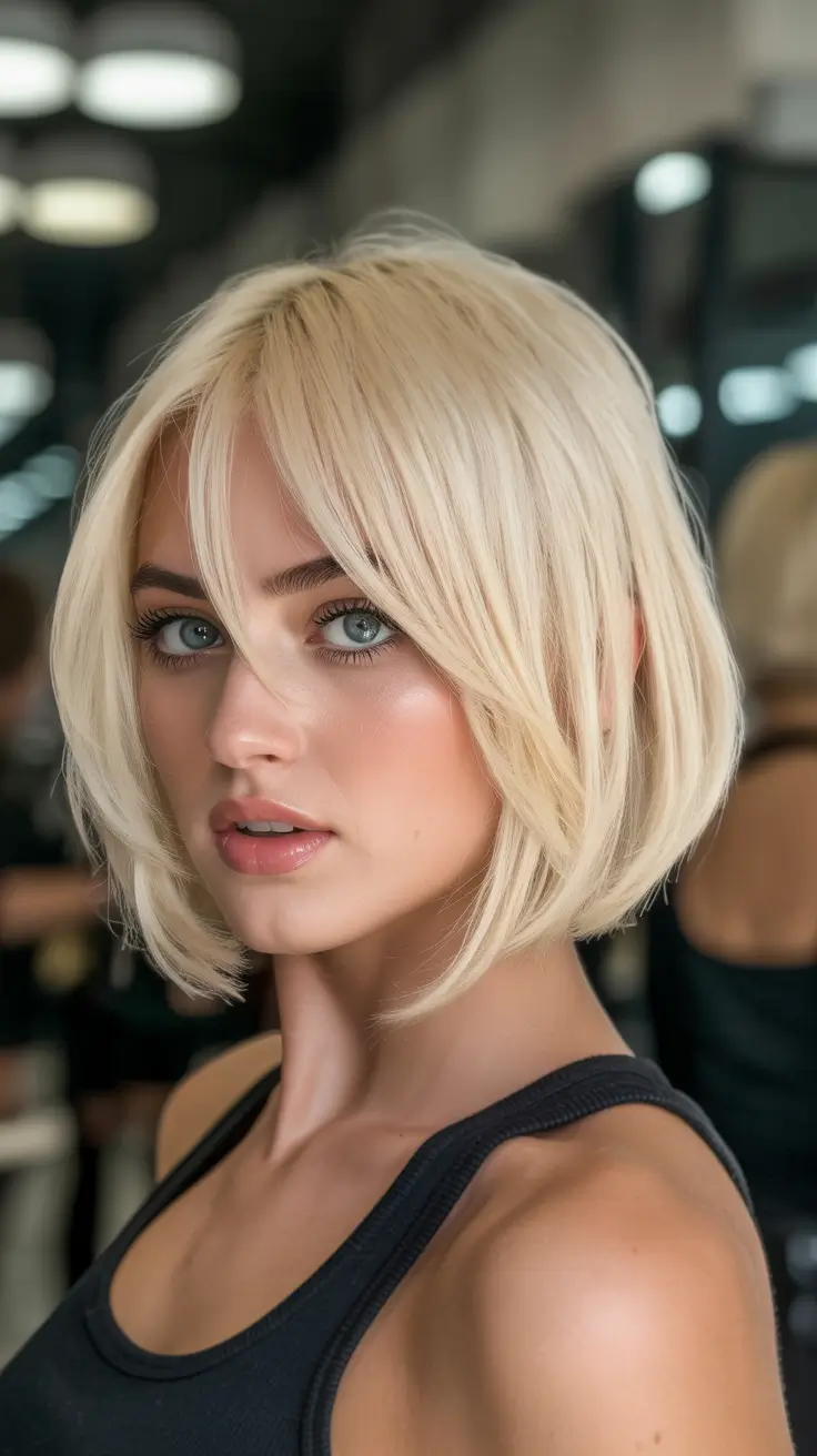 spring hair color warm skin tone 2026 Soft Platinum Bob with Face-Framing Warmth