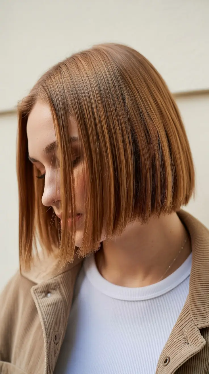 spring hair color warm skin tone 2026 Precision Chestnut Bob for Polished Minimalists