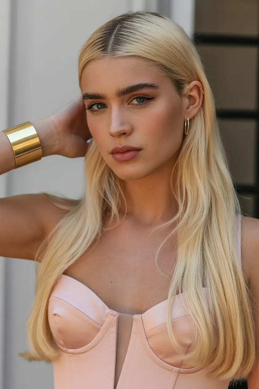 spring hair color warm skin tone 2026 Neutral Champagne Blonde with Structured Length