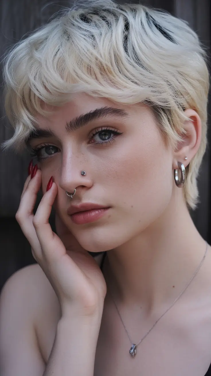 spring short haircut 2026 Soft Platinum Micro Wolf Cut