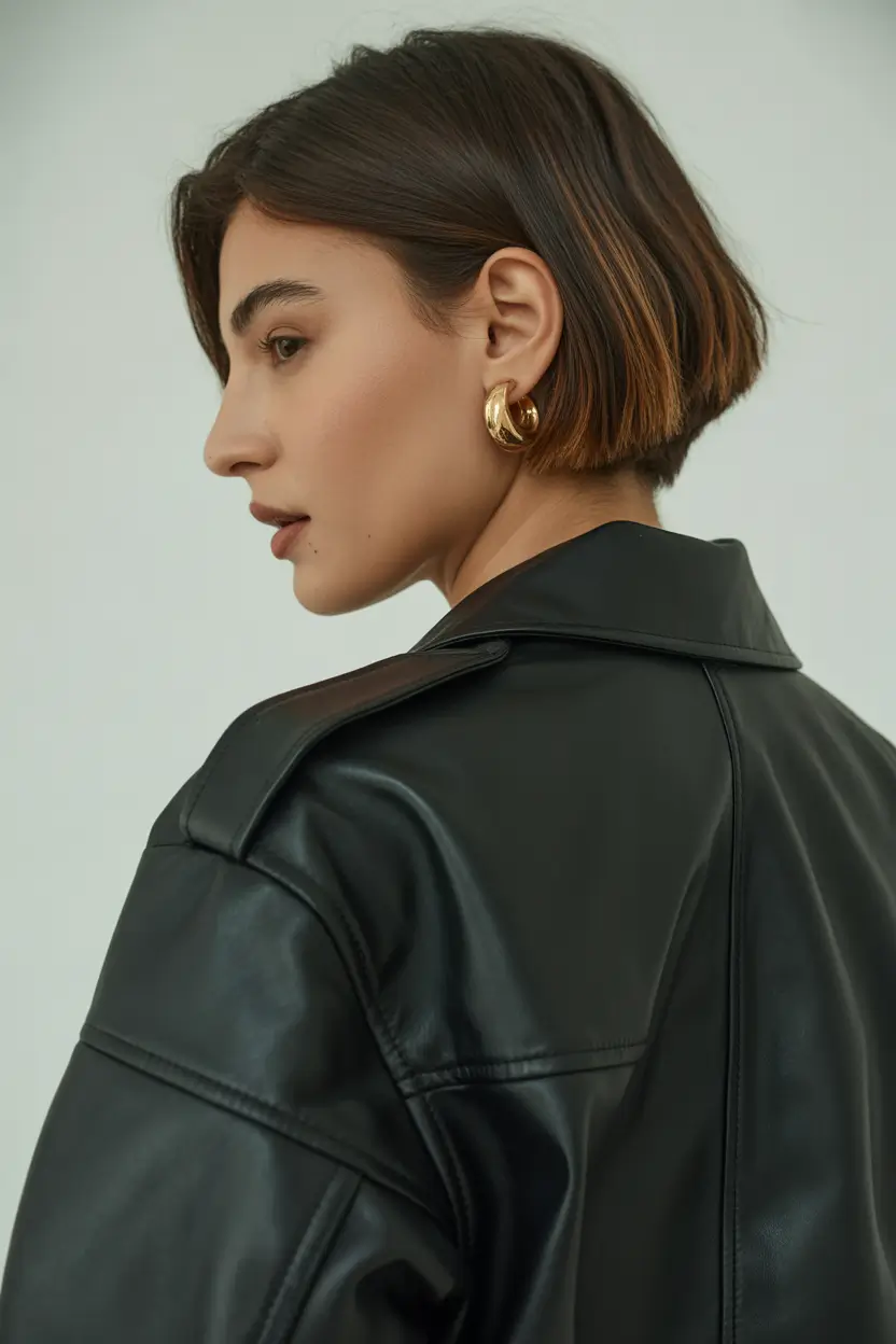 spring short haircut 2026 Polished Brunette Micro Bob with Soft Precision