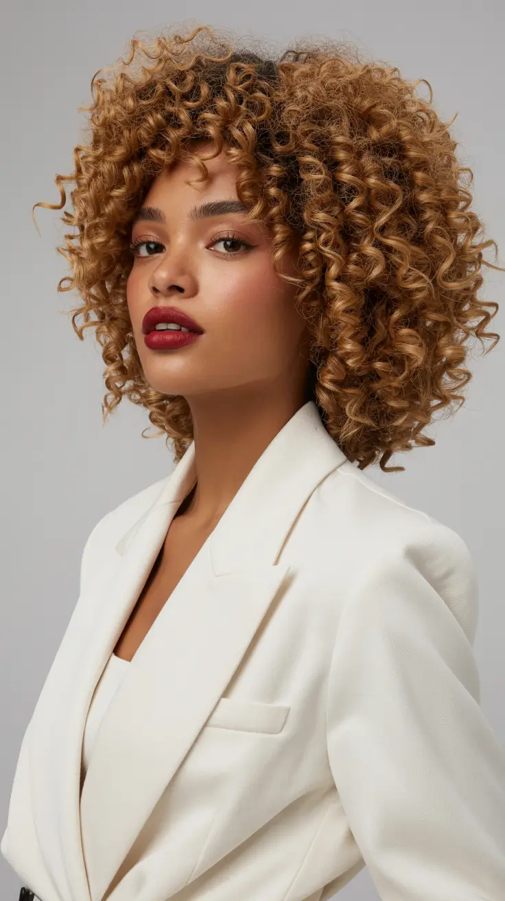 spring short haircut 2026 Soft Curly Wolf Cut with Golden Volume