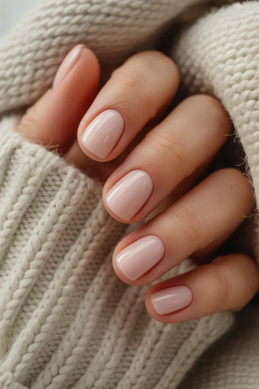 Stylish Classy Spring Nails 2026 Milky Nude Almond Short