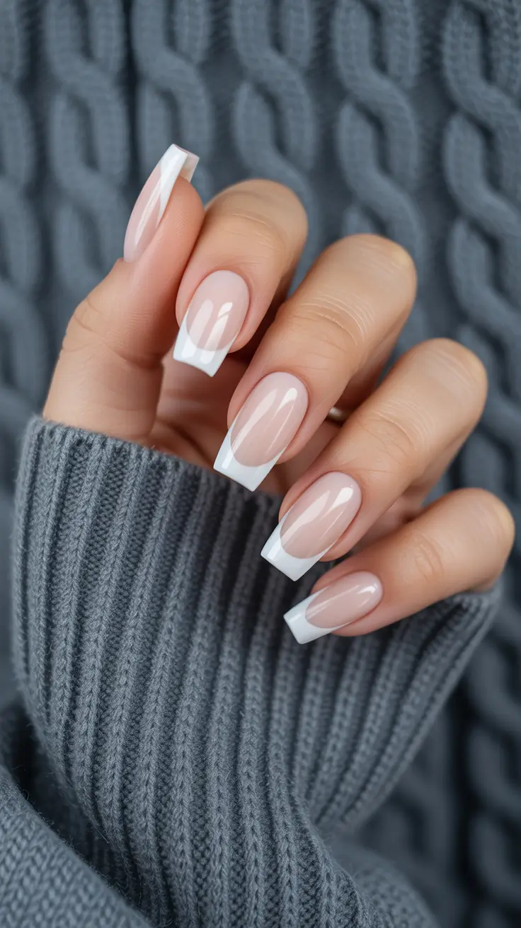 Stylish Classy Spring Nails 2026 Classic Square French with a Modern Edge