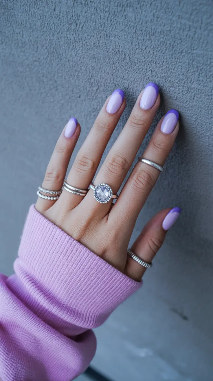 early spring nails 2026 Lavender French Tips for Soft Spring Transitions