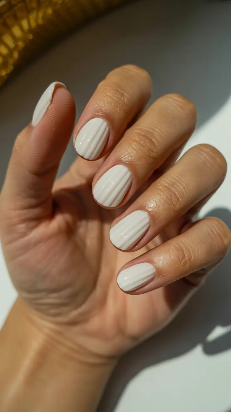 Stylish Minimalist Spring Nails 2026 Textured White Minimalist Short Nails
