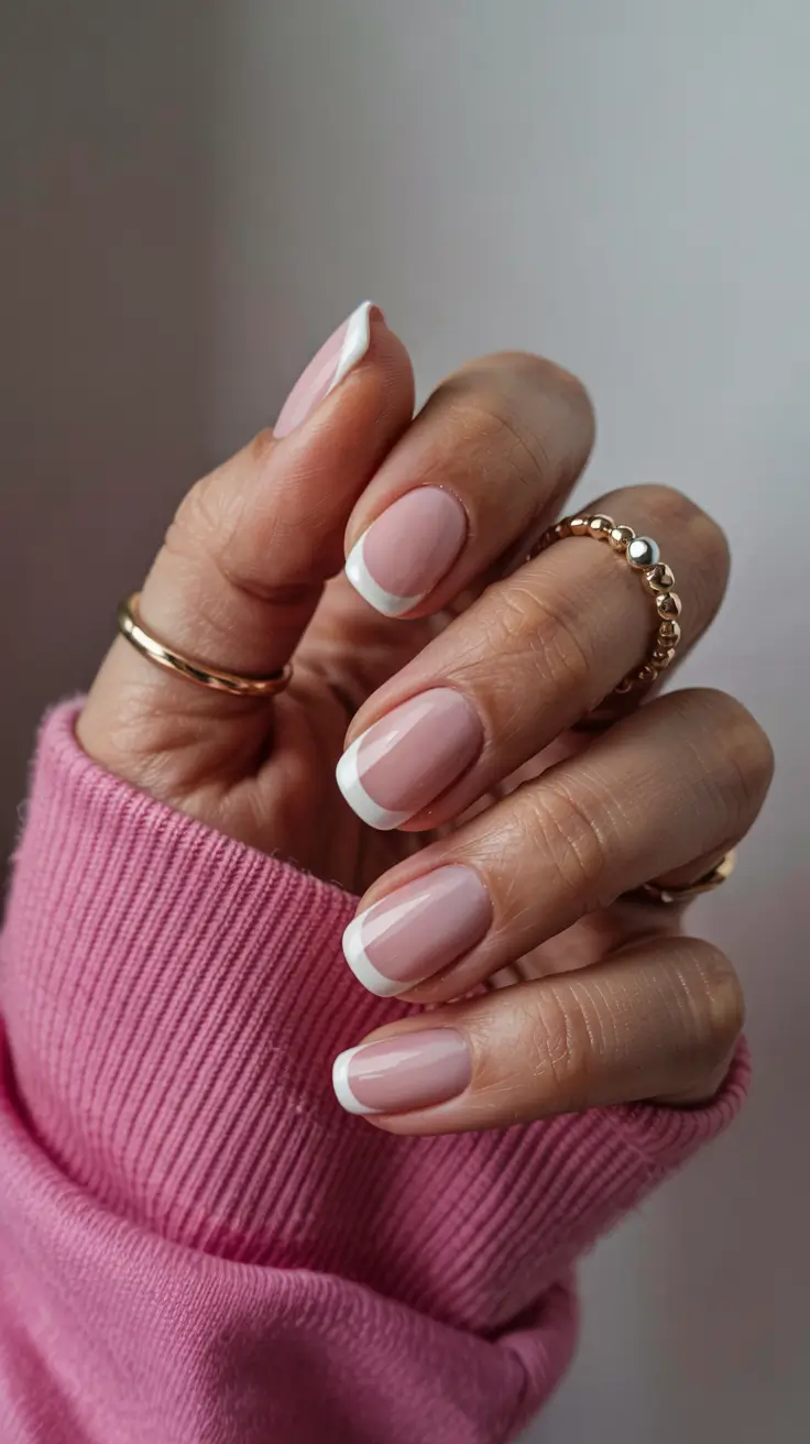 trendy spring nails 2026 Classic Soft Pink Square French
