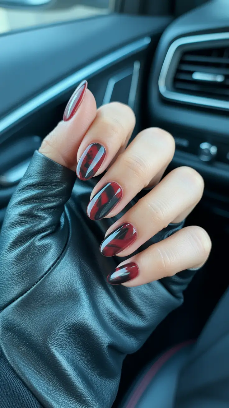 spring nail colors 2026 Deep Cherry Tones With a Glossy Finish