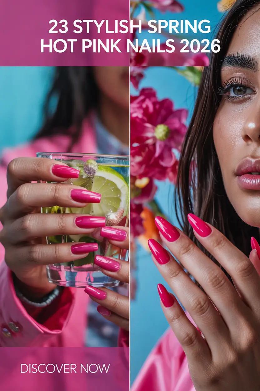 Stylish Spring Hot Pink Nails 2026 Inspo and Design Ideas
