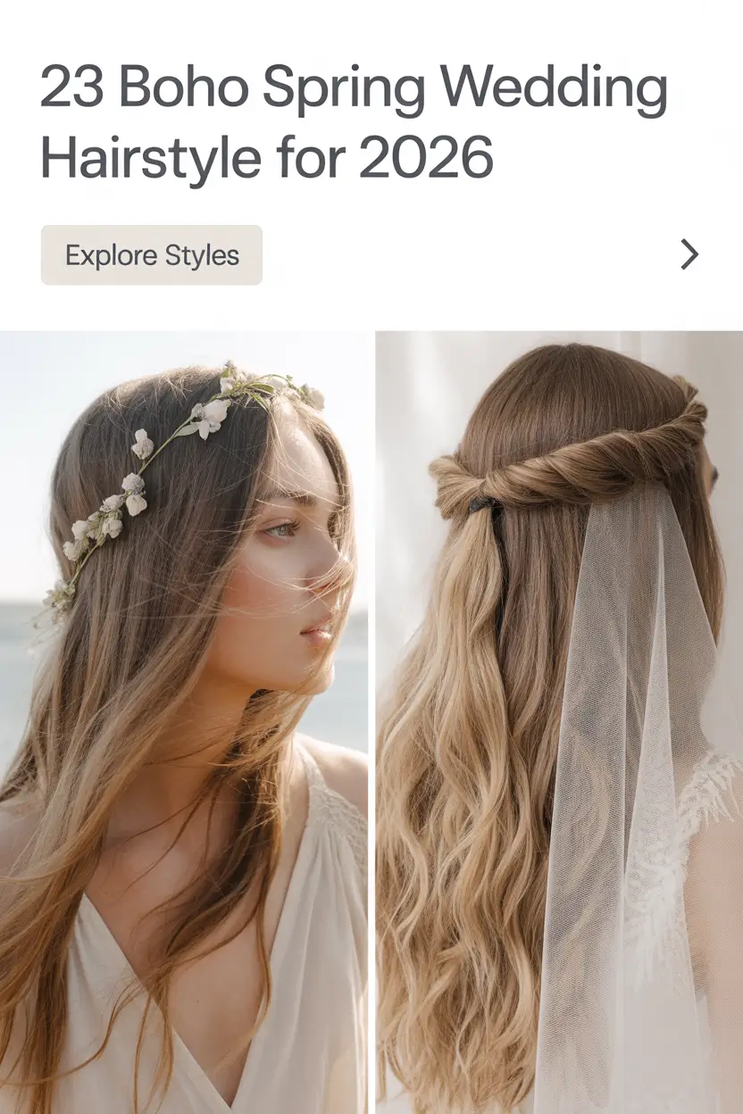 Boho Spring Wedding Hairstyle For 2026 Inspiration For Bride, Bridesmaids And Guests