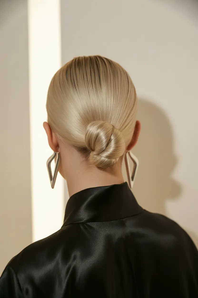 spring wedding hairstyle 2026 Ultra Polished Knot for Modern Minimal Weddings