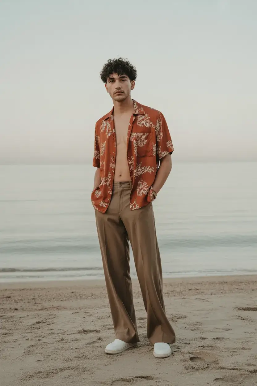 casual summer outfits men 2026 Soft Tailoring Meets Bare Confidence