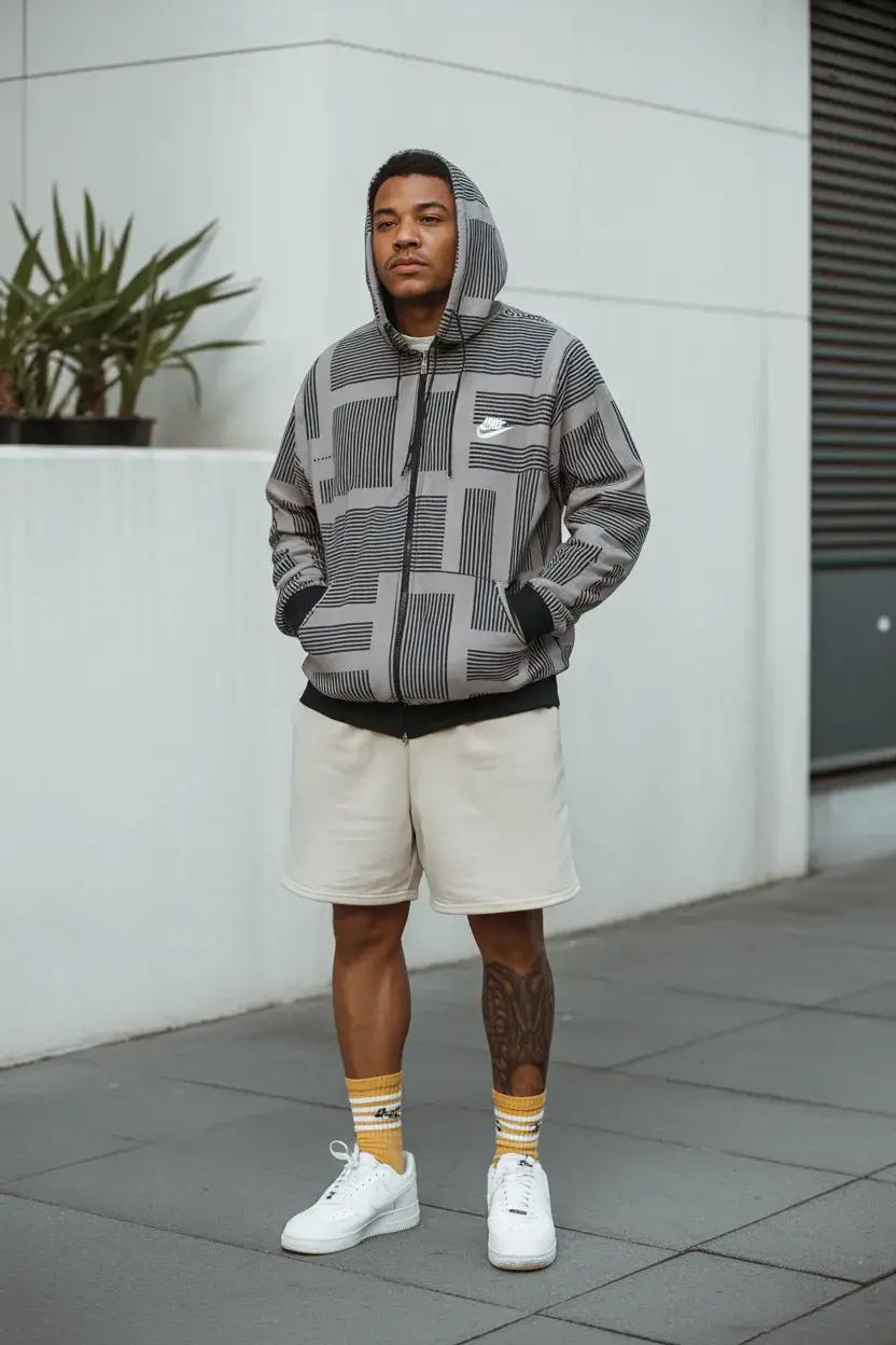 casual summer outfits men 2026 Layered Street Comfort with Sport Influence