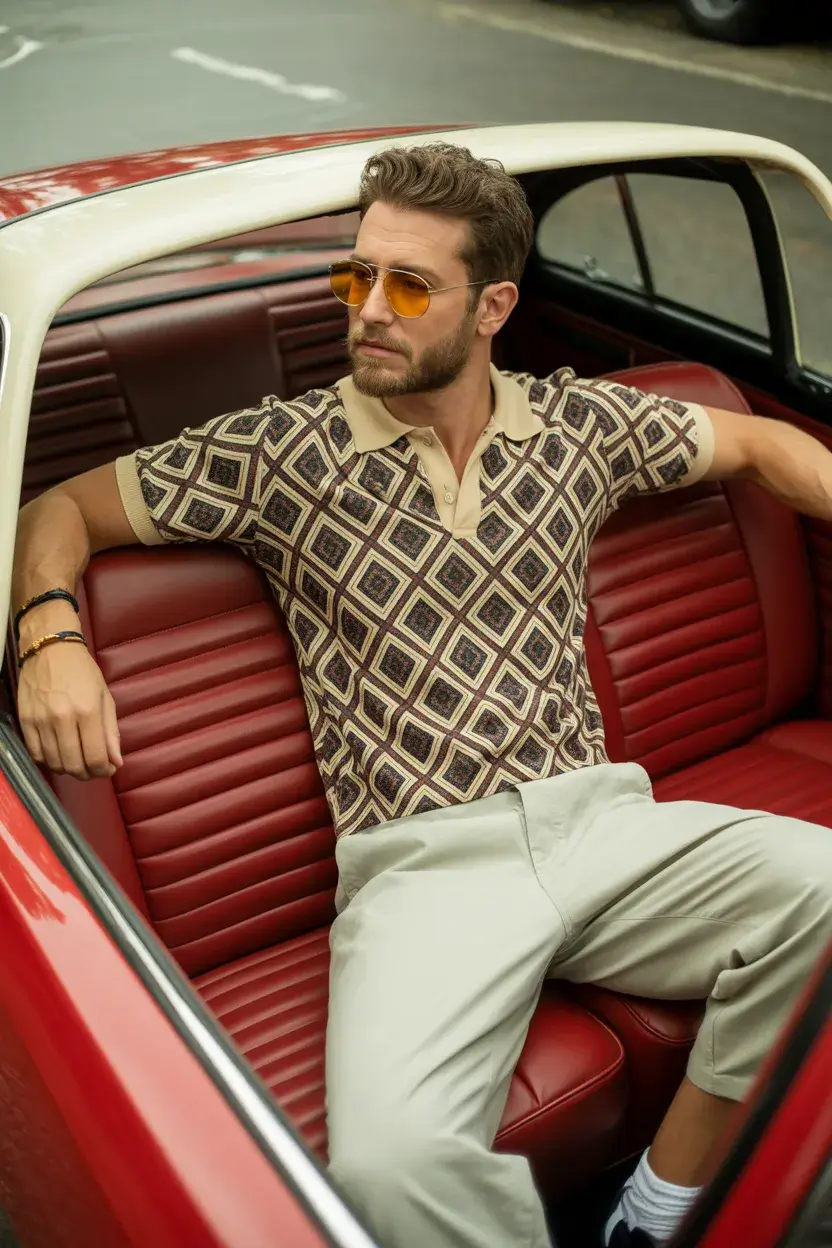 casual summer outfits men 2026 Retro Pattern Confidence with Modern Fit