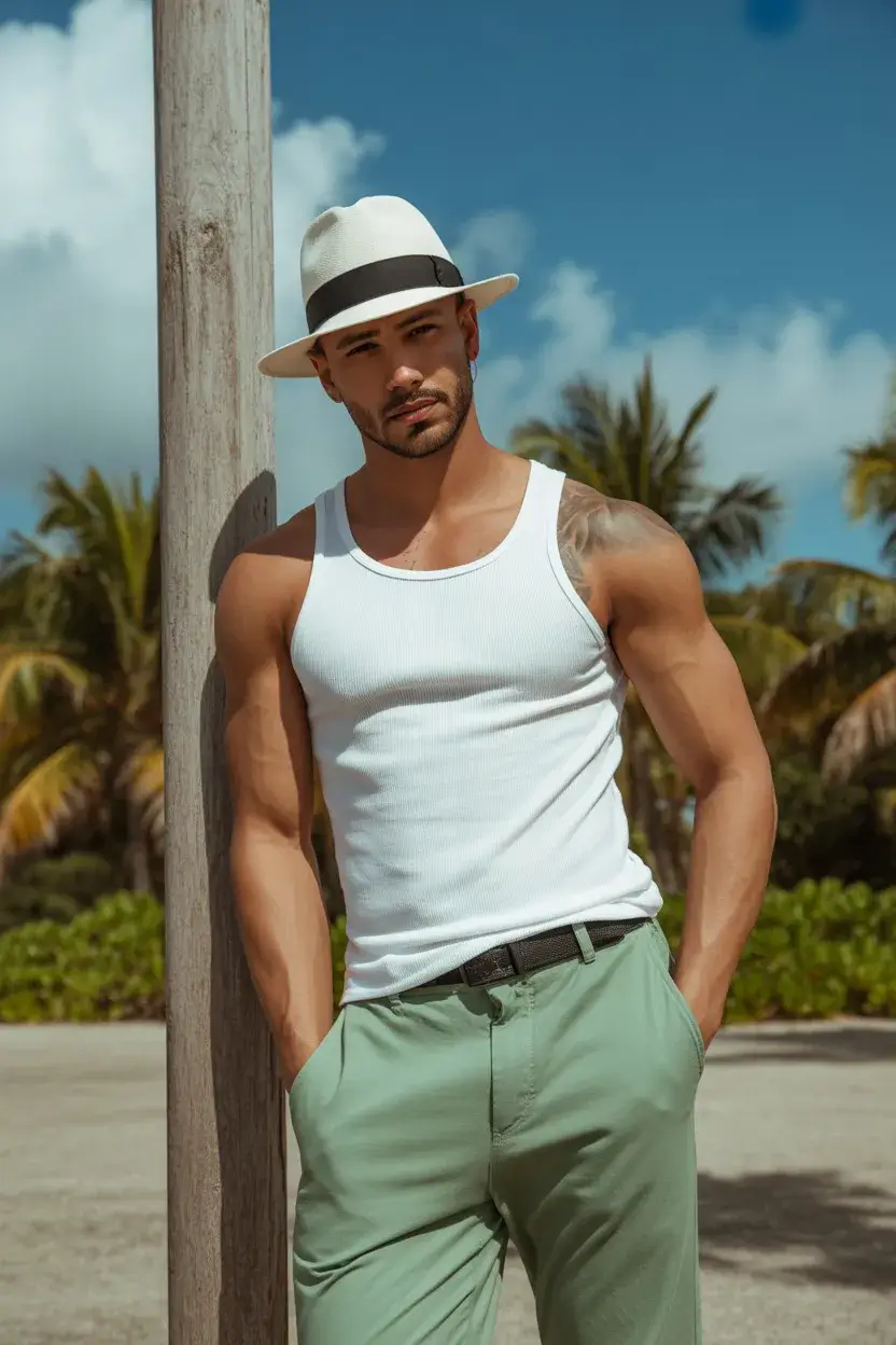 casual summer outfits men 2026 Tropical Ease with Statement Confidence