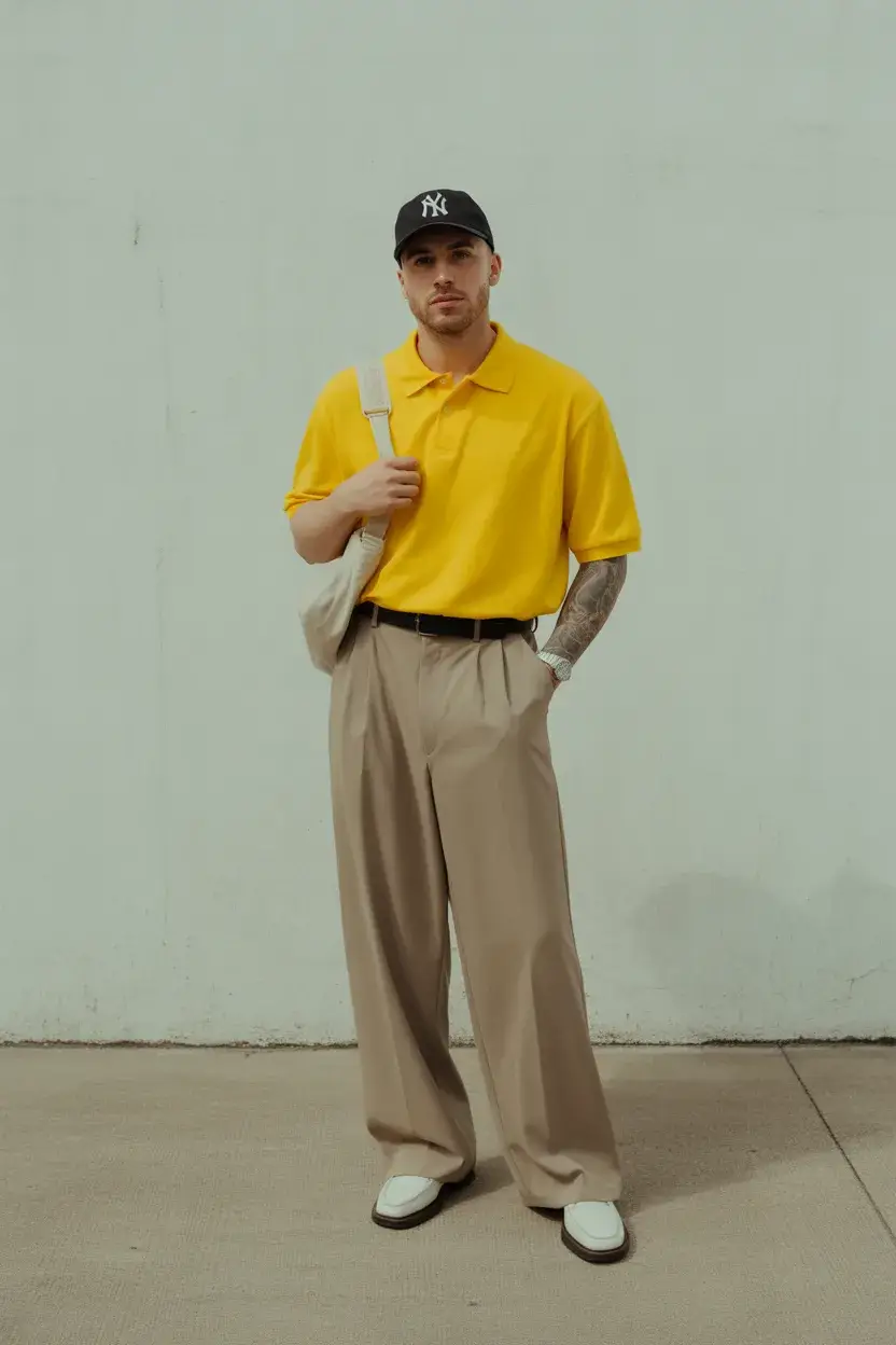 casual summer outfits men 2026 Relaxed Tailoring with a Pop of Color