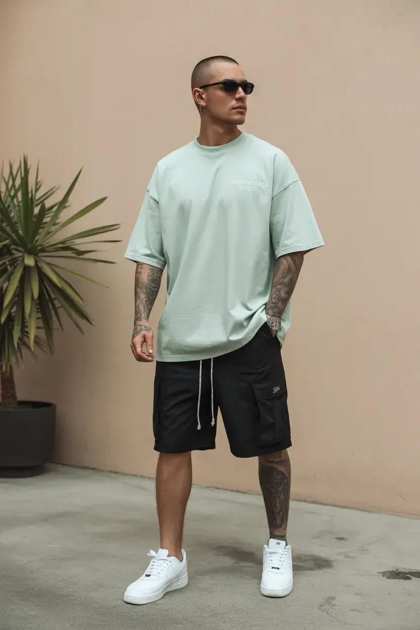casual summer outfits men 2026 Muted Aesthetic Streetwear with Soft Contrast