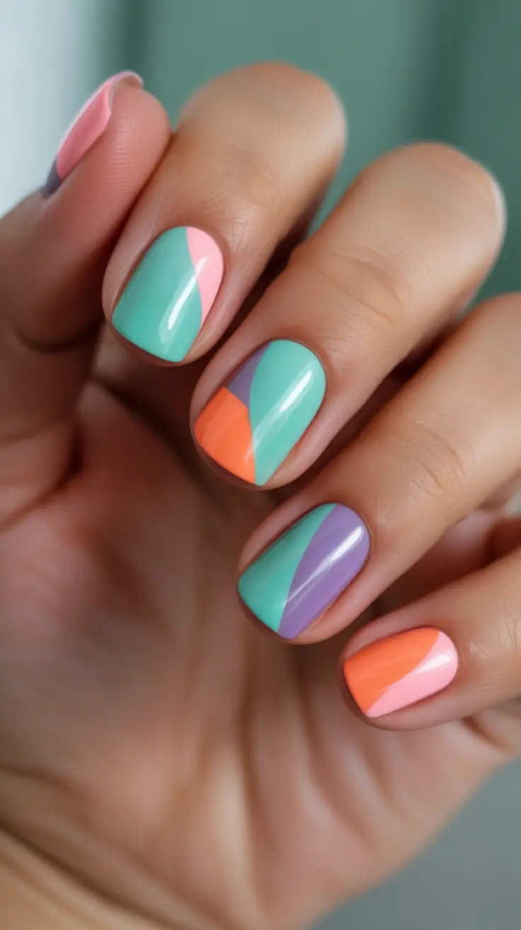 chic pretty spring nails 2026 Soft Pastel Colorblock for Chic Spring Nails