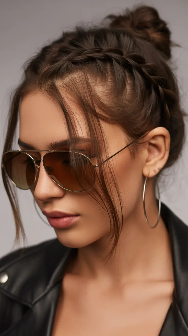 spring dark brown hair color 2026 Textured Dark Brunette Updo with Braided Dimension