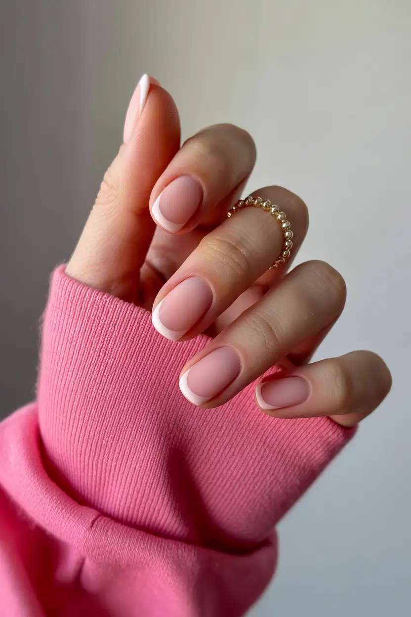Chic Spring Nails Square 2026 simple short square french tip