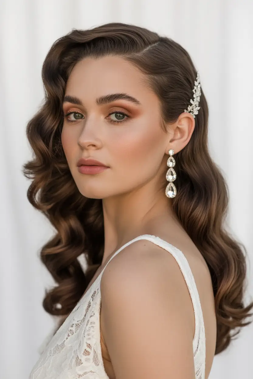 spring wavy hairstyle 2026 Elegant Side Swept Waves For Spring Evenings
