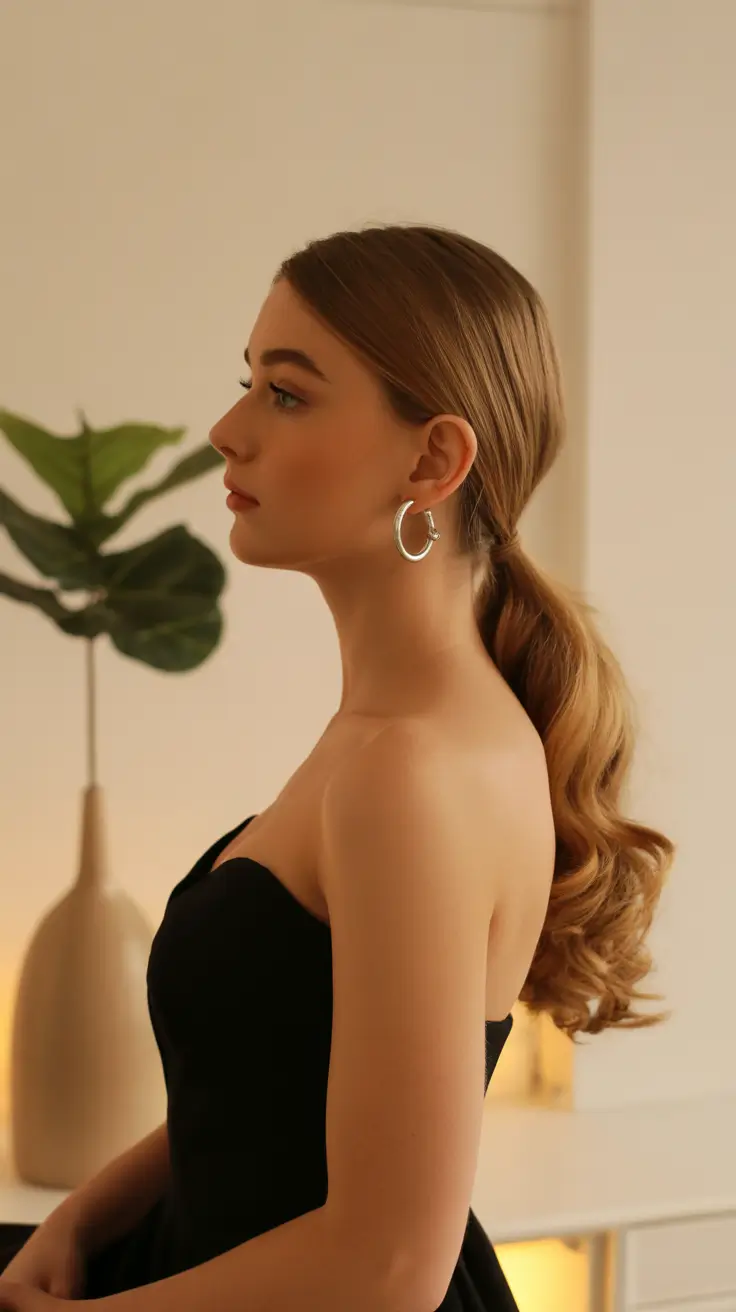 spring wavy hairstyle 2026 Low Ponytail With Soft Wavy Ends