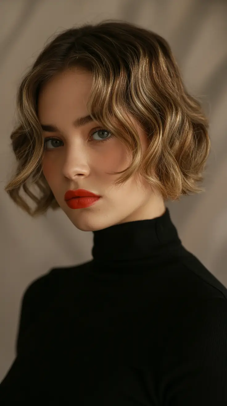 spring wavy hairstyle 2026 Soft French-Inspired Wavy Bob