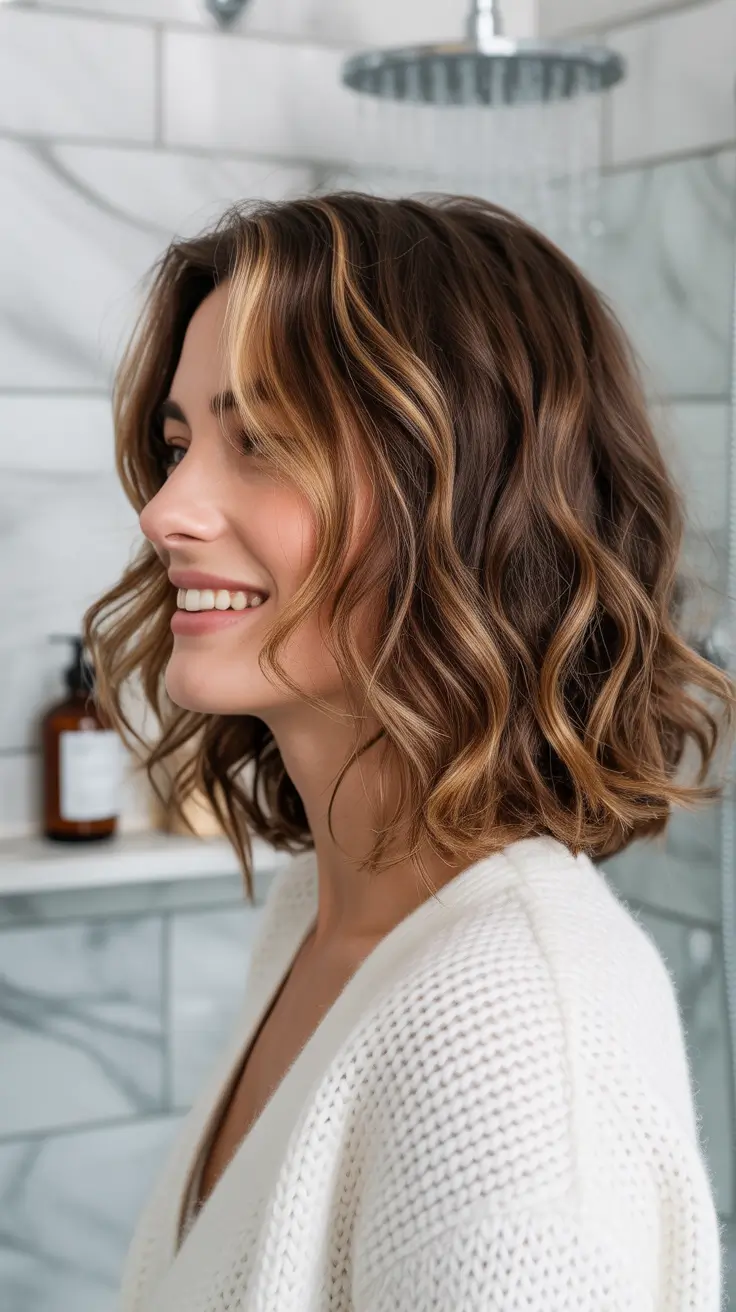 spring wavy hairstyle 2026 Effortless Mid Length Waves With Natural Movement