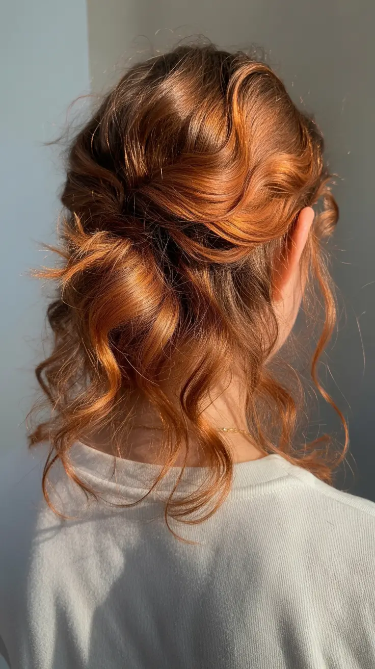 spring wavy hairstyle 2026 Soft Textured Updo With Romantic Spring Movement
