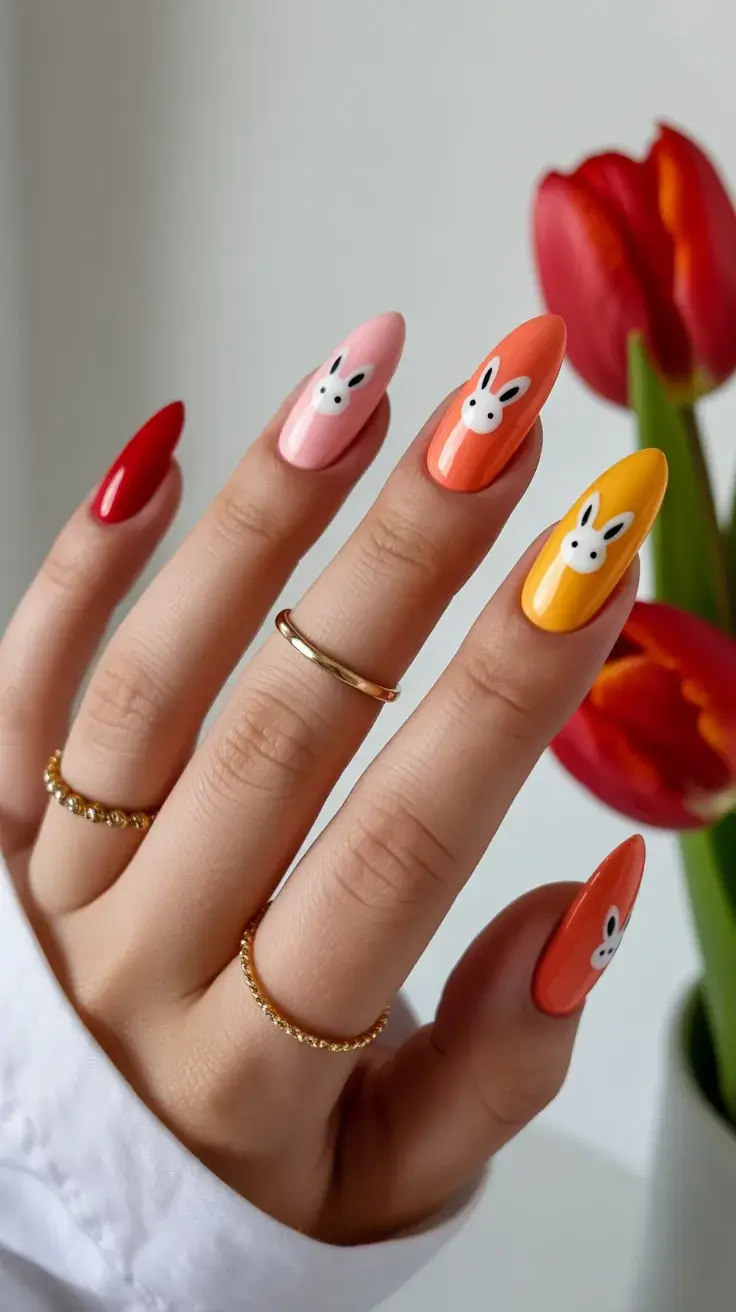 cute easter nail art ideas 2026 Cute Bunny Accent Nails for Easter Weekend