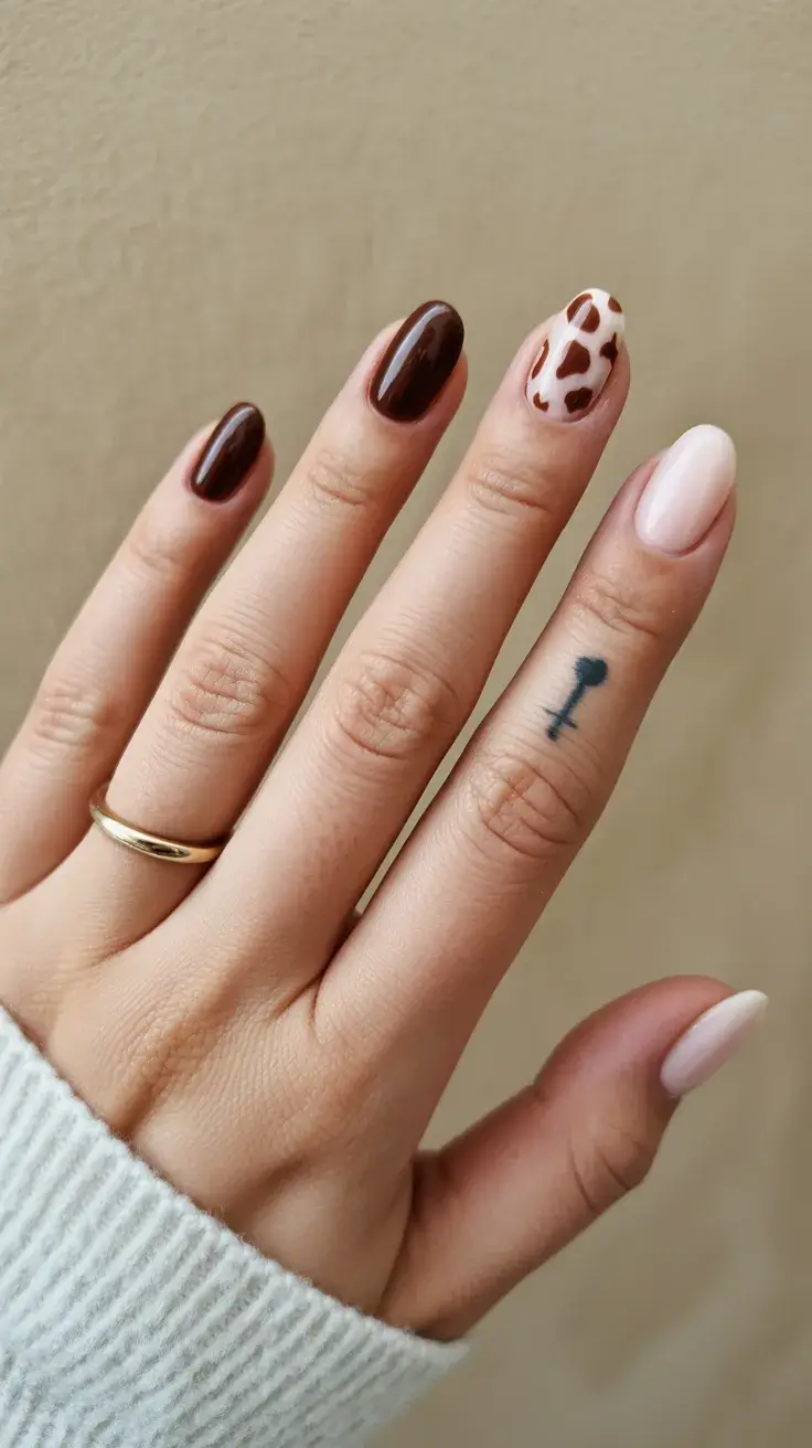 cute easter nail art ideas 2026 Chocolate Brown and Speckled Easter Egg Nails