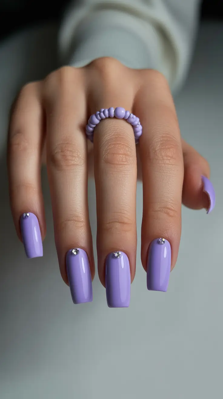 Cute Spring Nails For Pale Skin 2026 Glossy Lavender Minimal Nails for a Fresh Spring Mood
