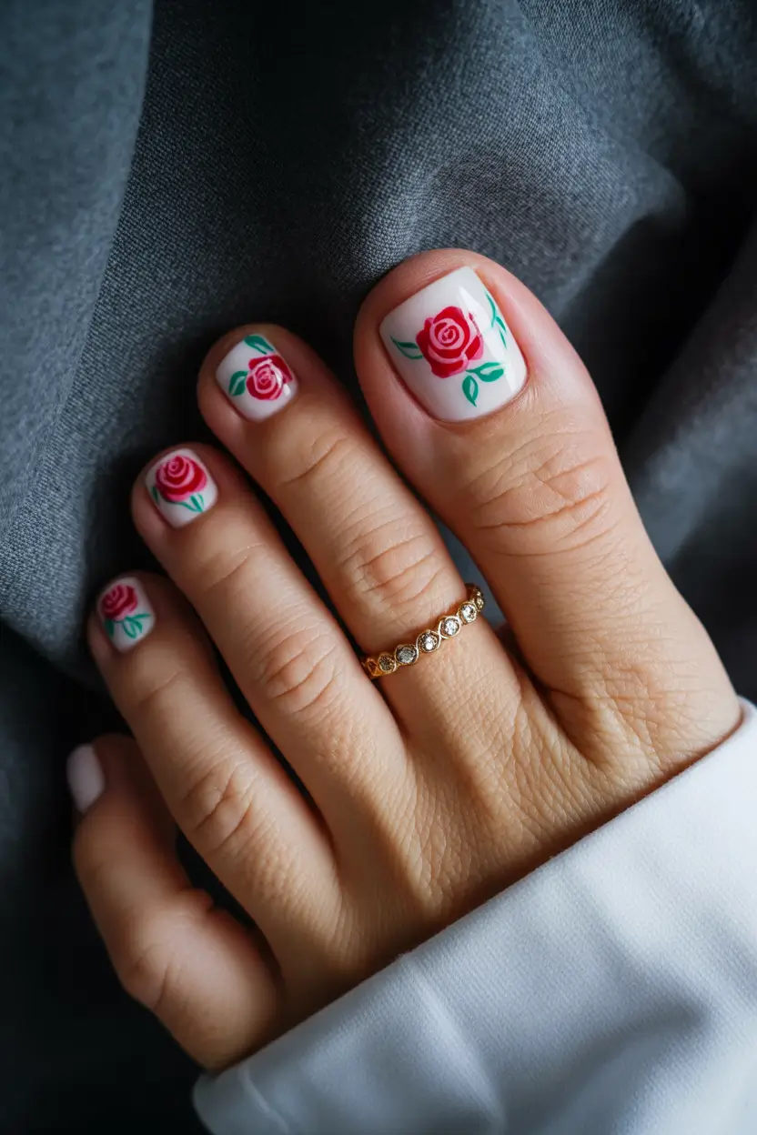 spring toe nail color 2026 Soft Rose Garden Pedicure for a Fresh Spring Mood