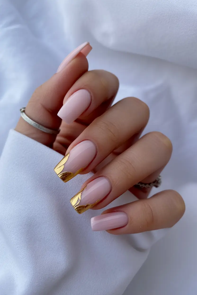 Cute Spring Wedding Nails For 2026 Soft Pink Elegance With Golden Accents