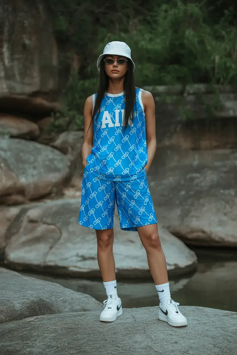 summer outfits for teens 2026 Sporty Blue Set That Feels Like Summer Freedom